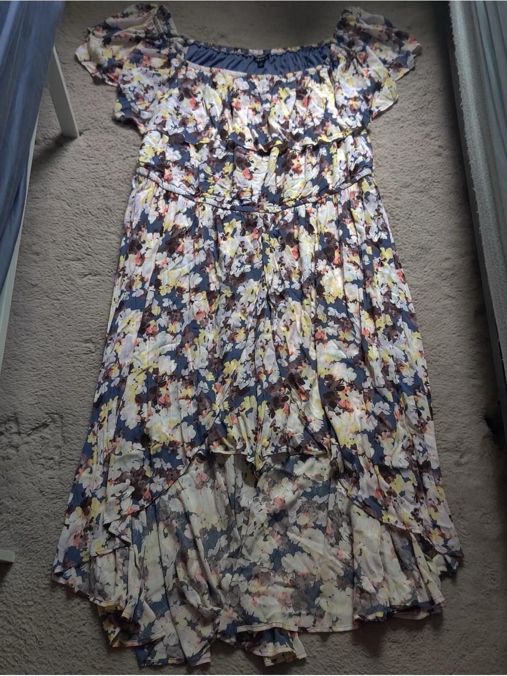 Torrid Floral Off-Shoulder High-Low Romper Dress in Floral Multi-Color - Picture 3 of 7